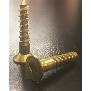 brass flat screw robertson #10 x 1"
