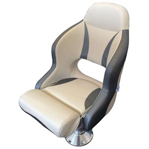 PLATINUM CAPTAIN HELM BUCKET SEAT WITH FLIP UP BOLSTER WHITE / CHARCOAL