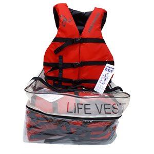 RED LIFE JACKETS FOR ADULTS UNIV. - PACK OF 4