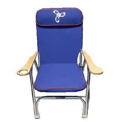 DELUXE HIGH BACK FOLDING DECK CHAIR ROYAL BLUE